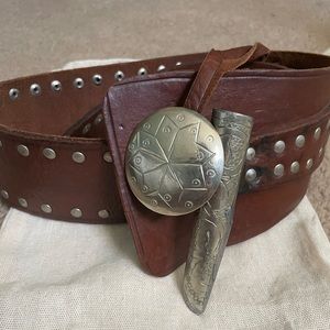 Wide western leather belt